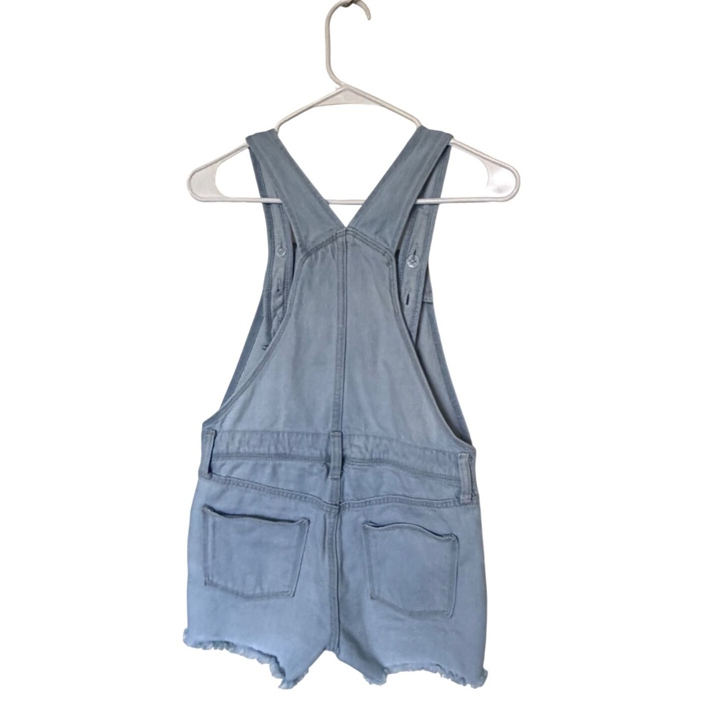 Old Navy Girls XL 14 Light Wash Distressed American Flag Denim Short Overalls - Picture 7 of 7